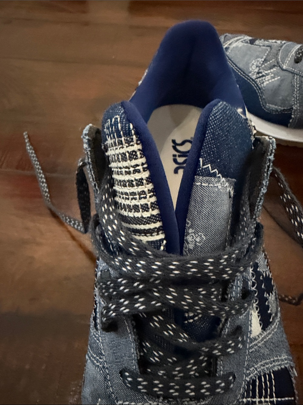 ASICS Navy and Light Blue Patchwork Denim Sneakers - Picture 8 of 8
